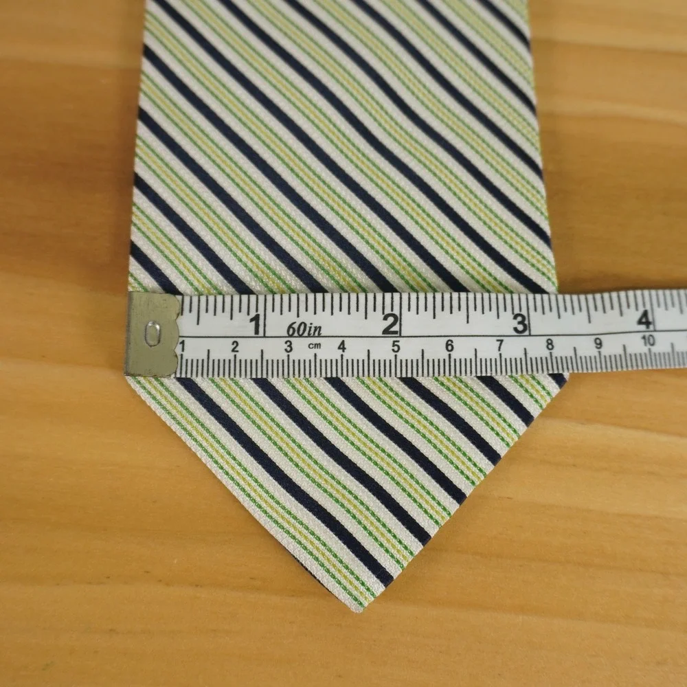 Brooks Brothers Necktie Men‎ Green Navy White Yellow Striped Pure Silk USA Made